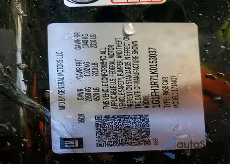 2019 Chevrolet Camaro Ss z USA, uszkodzony, nr VIN 1G1FH1R71K0153037